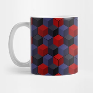 Cubes and Hexagons (Red and Blue) Mug